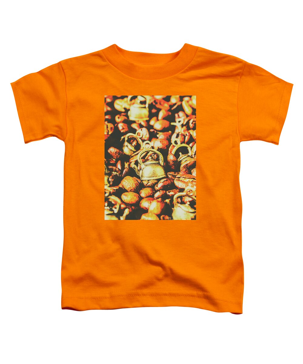 Espresso Toddler T-Shirt featuring the photograph Country pots and coffee beans by Jorgo Photography