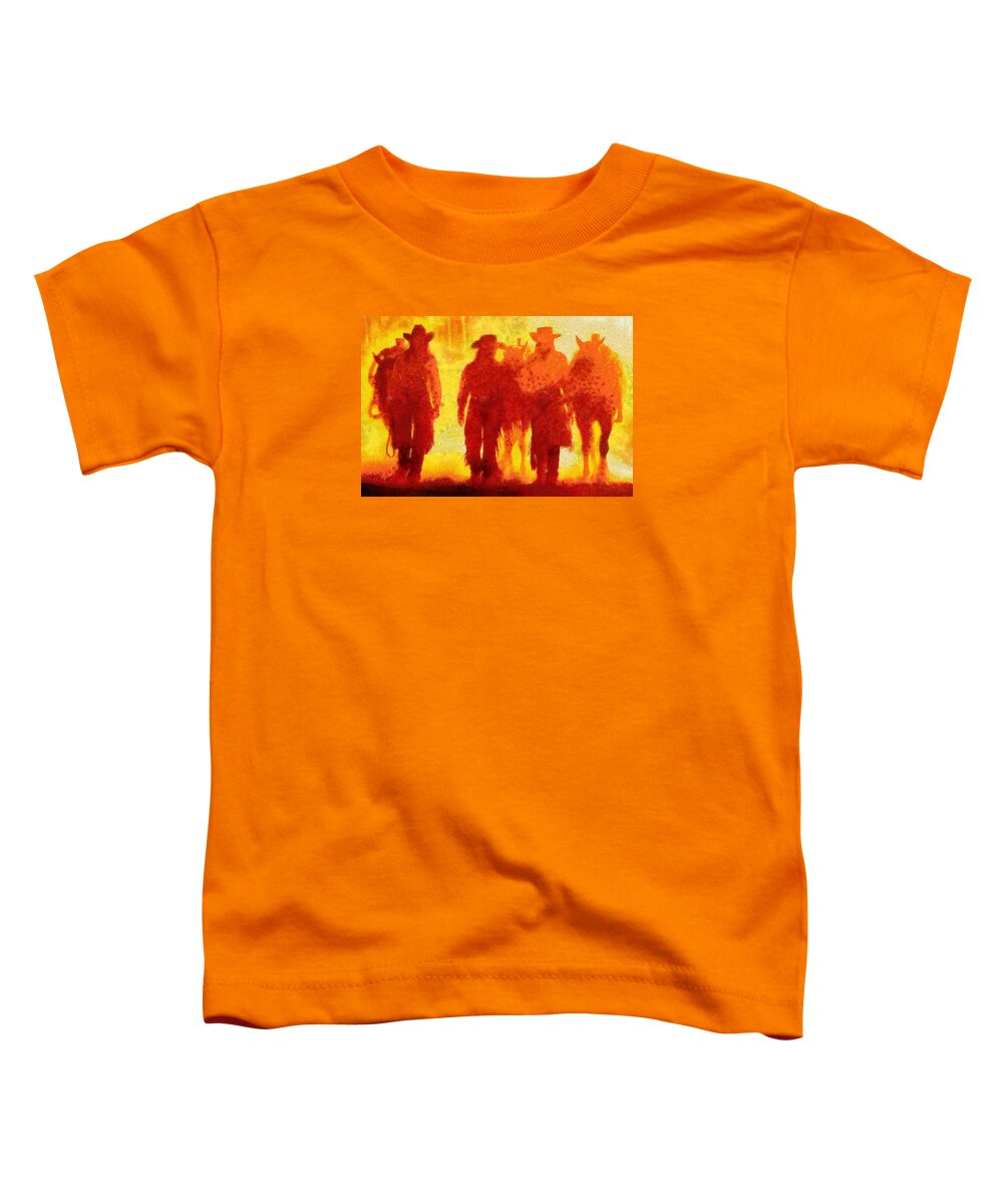 Cowboys Toddler T-Shirt featuring the digital art Cowpeople by Caito Junqueira