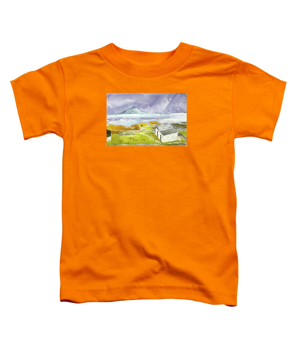  Toddler T-Shirt featuring the painting Croagh Patrick and Purple Sky by Kathleen Barnes