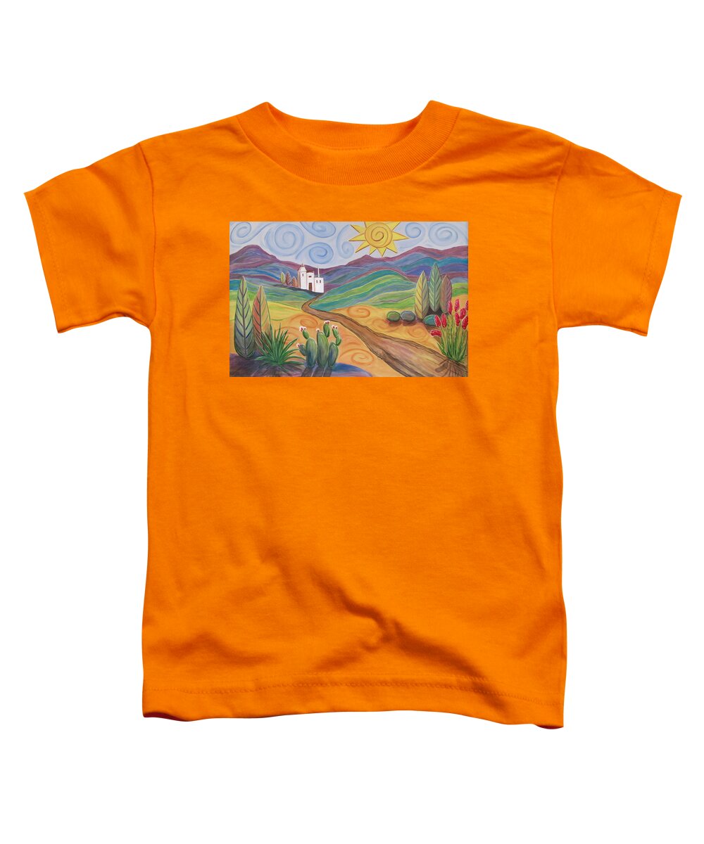 Southwest Toddler T-Shirt featuring the painting Desert Dreams by Anita Burgermeister