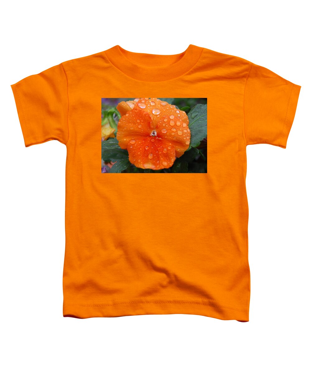 Flower Toddler T-Shirt featuring the photograph Dewy Pansy 1 by Amy Fose