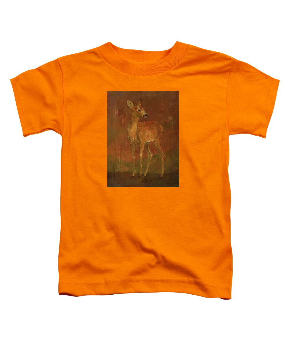 Doe Toddler T-Shirt featuring the painting Doe by Attila Meszlenyi