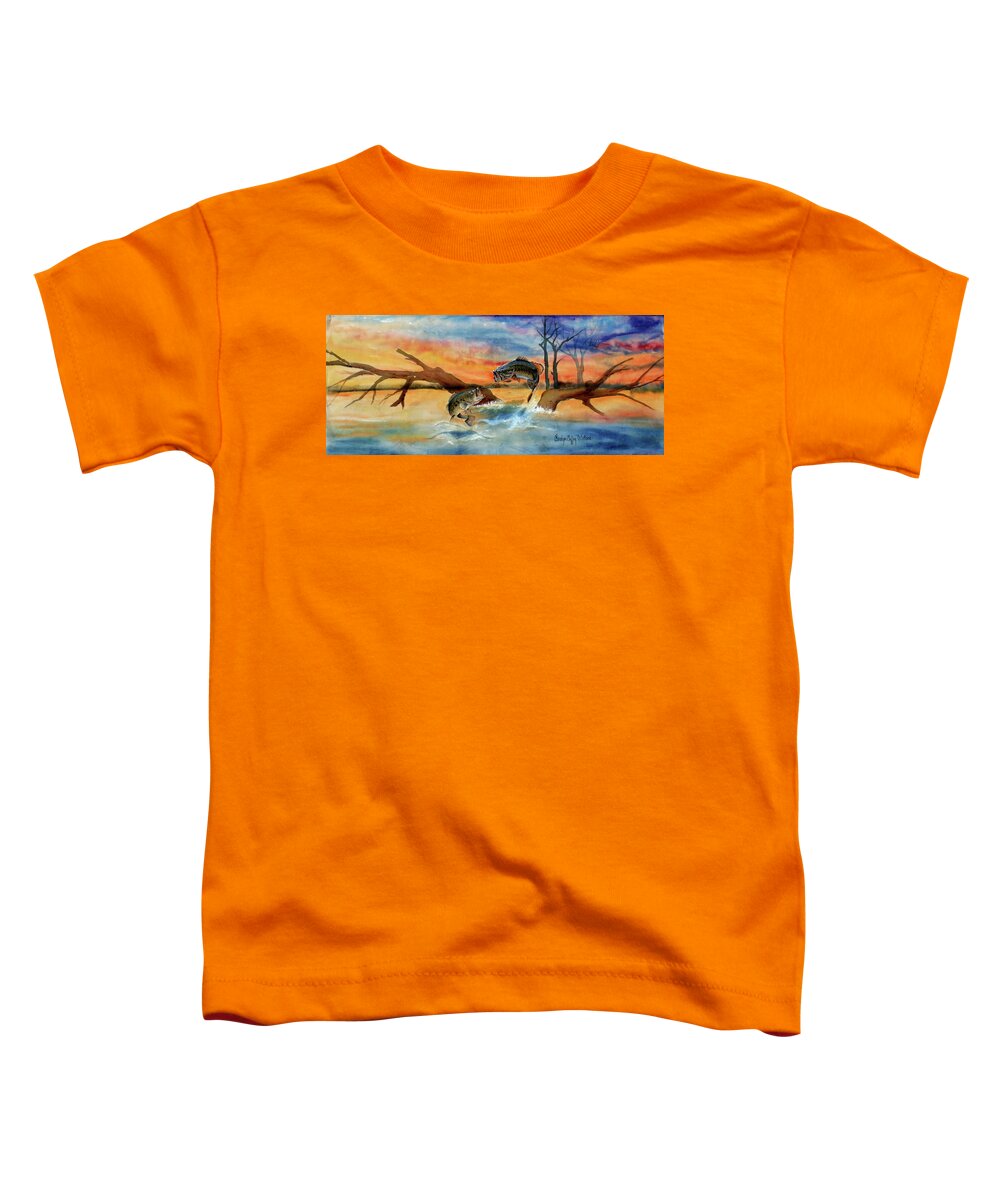 Nature Toddler T-Shirt featuring the painting Double Jump by Carolyn Coffey Wallace