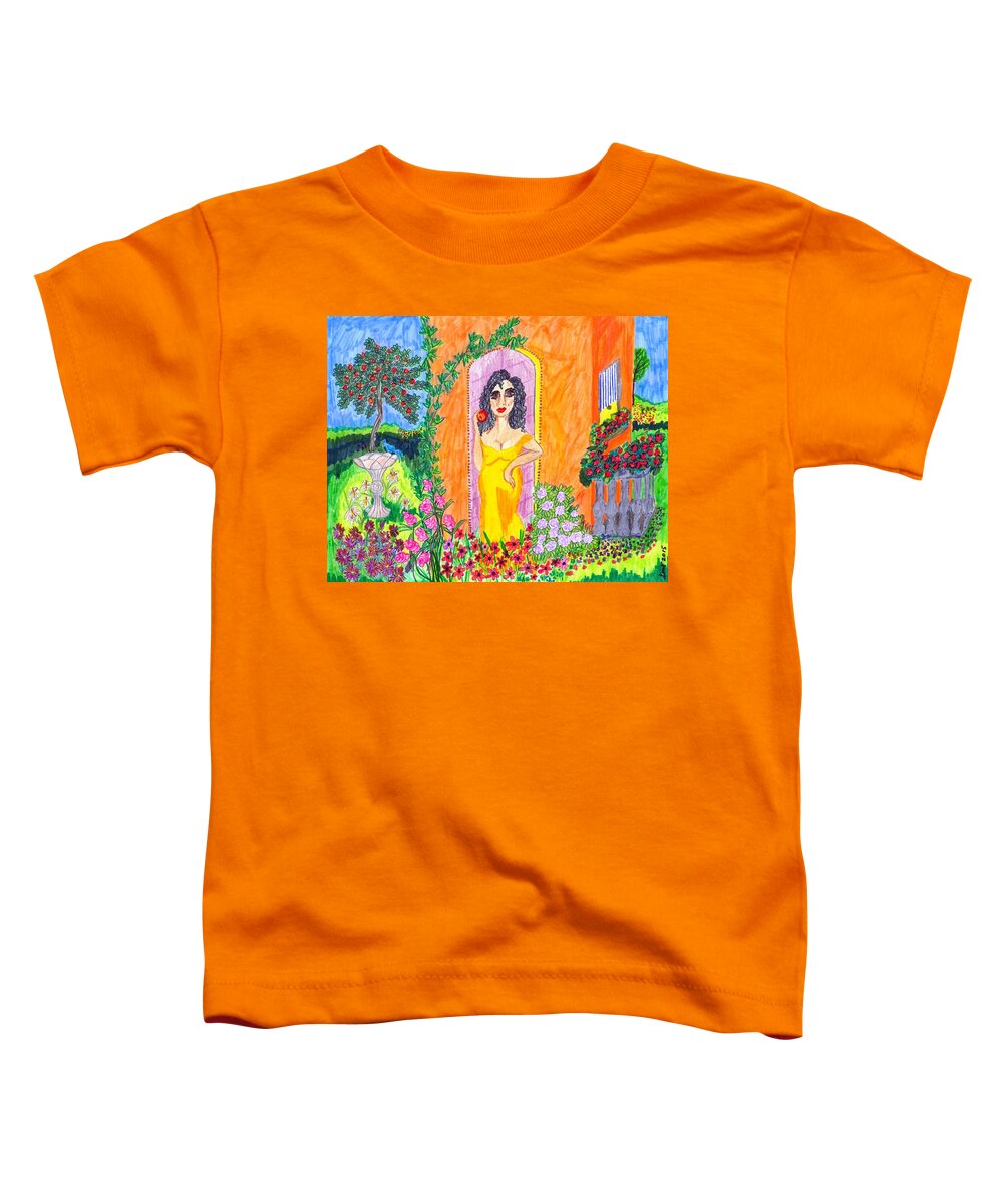 Folk Art Toddler T-Shirt featuring the painting Evening at the Girl Cave by Stacey Torres