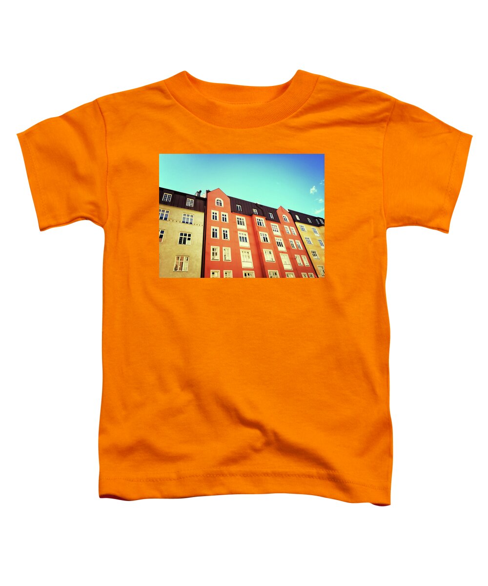 Stockholm Toddler T-Shirt featuring the photograph Facades of colorful buildings in Stockholm by GoodMood Art