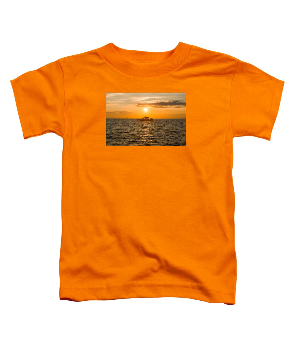 Fishing Toddler T-Shirt featuring the photograph Fishing as the Sun Goes Down by Mark Rogers