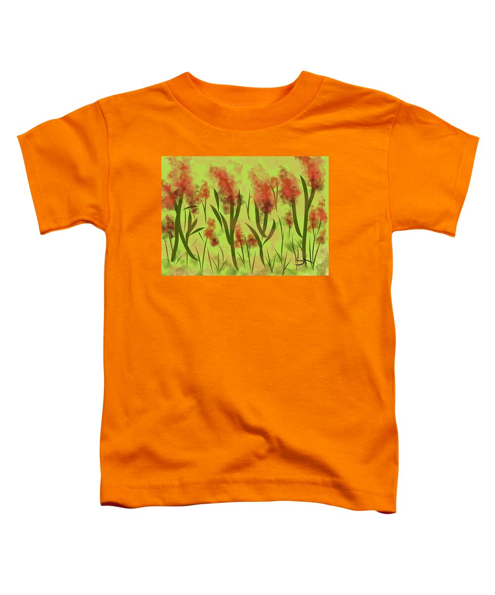 Abstract Toddler T-Shirt featuring the digital art Floral Line Up by Sherry Killam