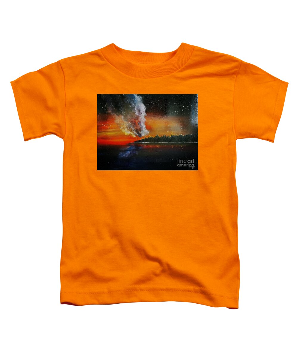 Acrylic On Canvas Toddler T-Shirt featuring the painting Galactic dawn by Jarek Filipowicz