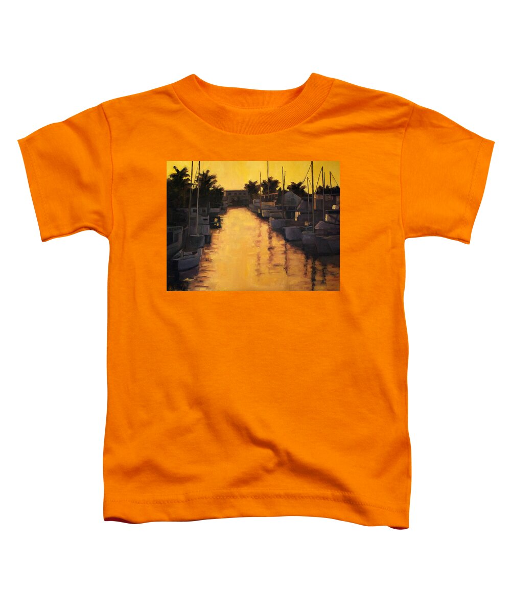 Sunset Toddler T-Shirt featuring the painting Golden Marina 2 by Tate Hamilton