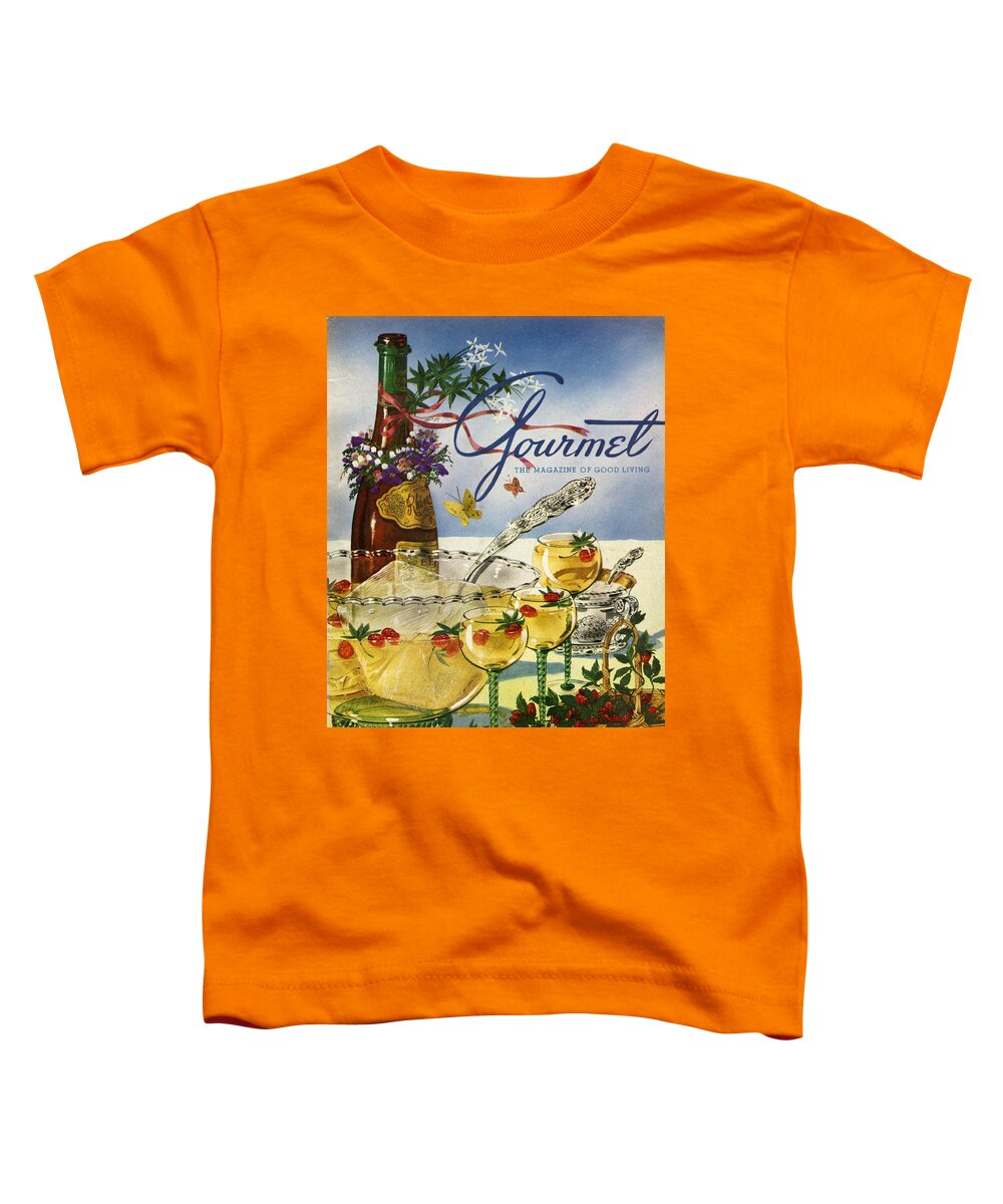 Illustration Toddler T-Shirt featuring the photograph Gourmet Cover Featuring A Bowl And Glasses by Henry Stahlhut