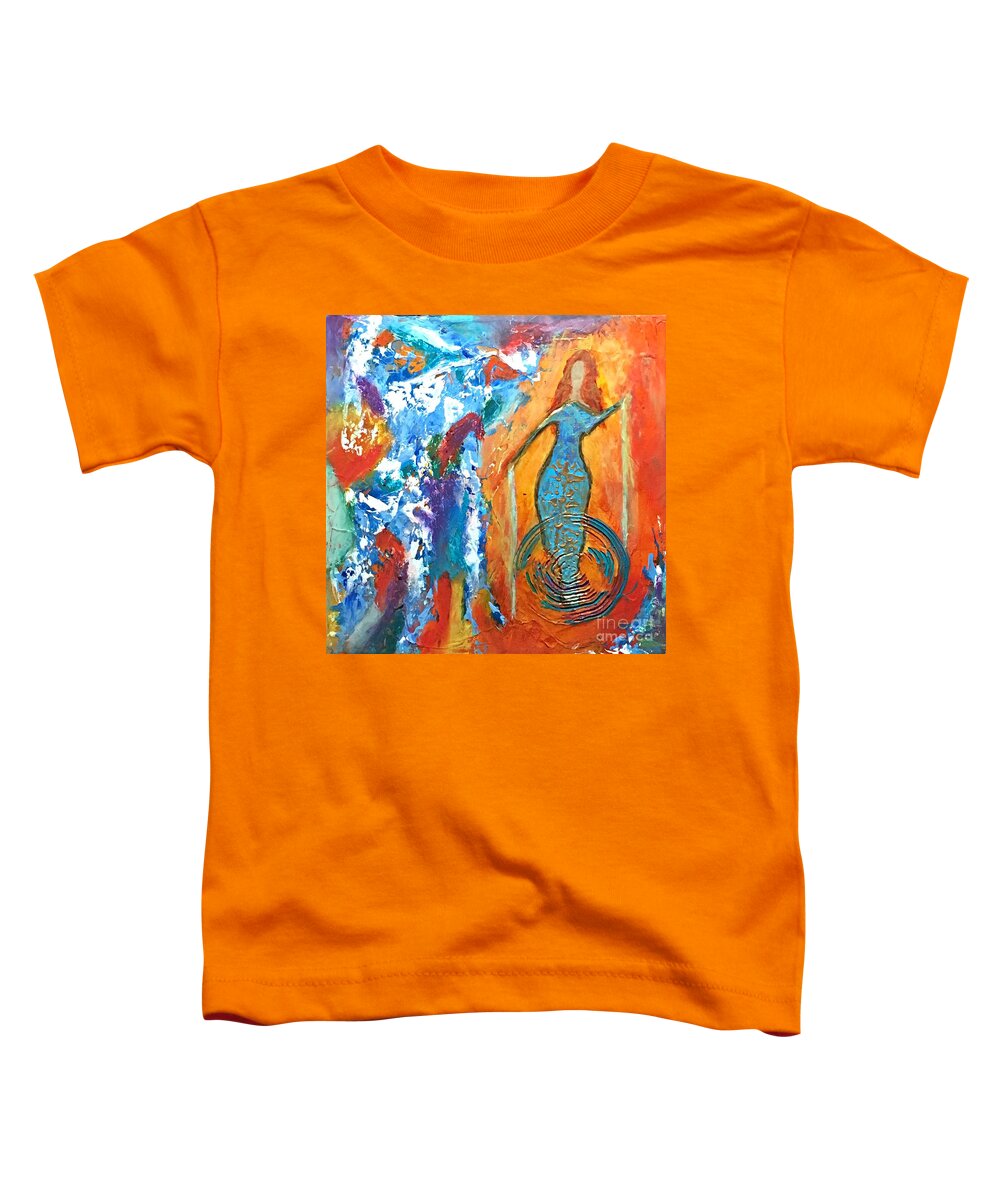 Abstract Toddler T-Shirt featuring the painting Guardian of Rainbow Light by Mary Mirabal