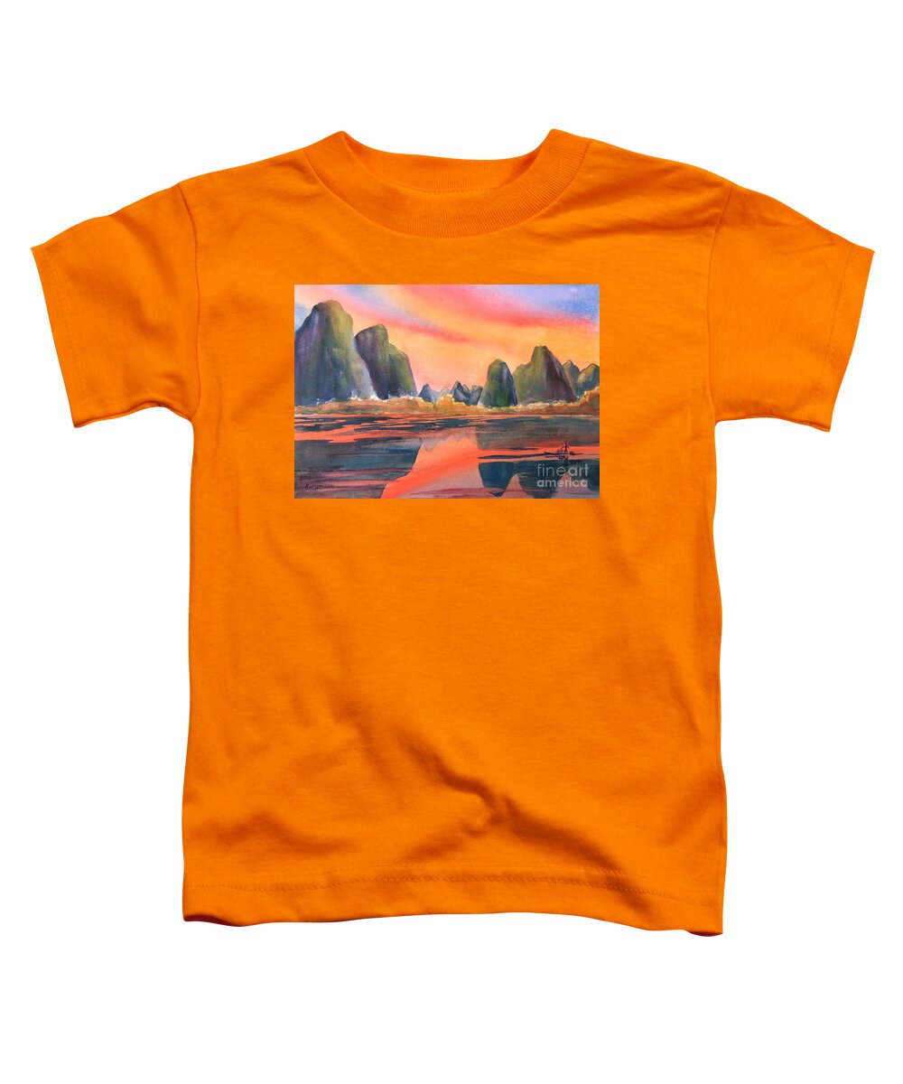 Guilin Toddler T-Shirt featuring the painting Guilin Sunset by Petra Burgmann