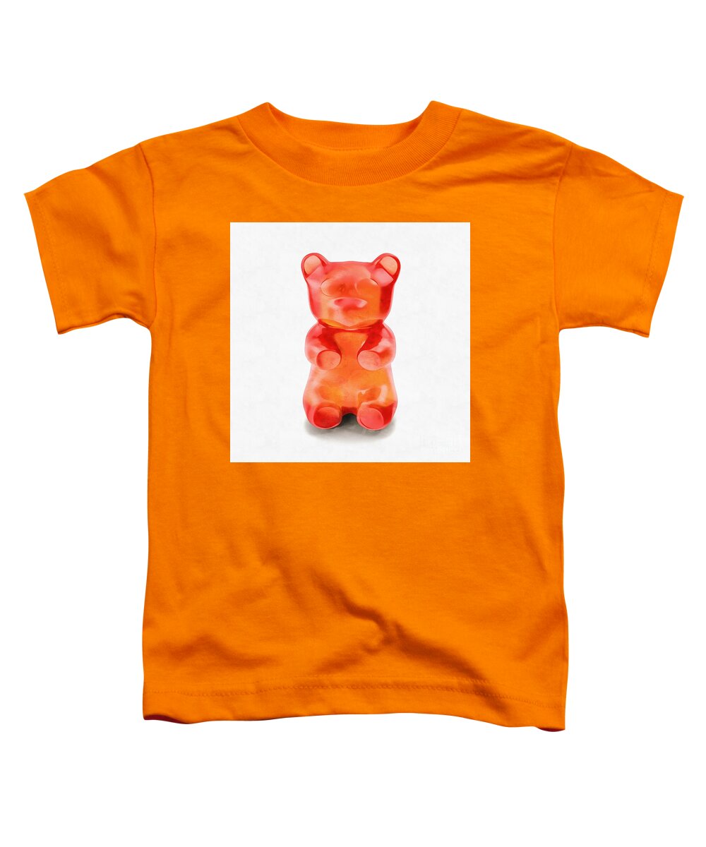 Candy Toddler T-Shirt featuring the digital art Gummy Bear Red Orange by Edward Fielding