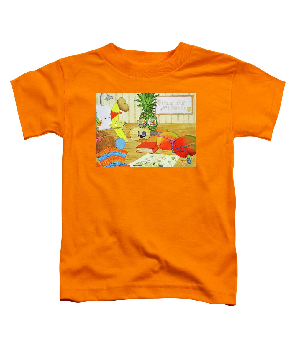 Health Toddler T-Shirt featuring the painting Hang Out With Friends by Joan Coffey