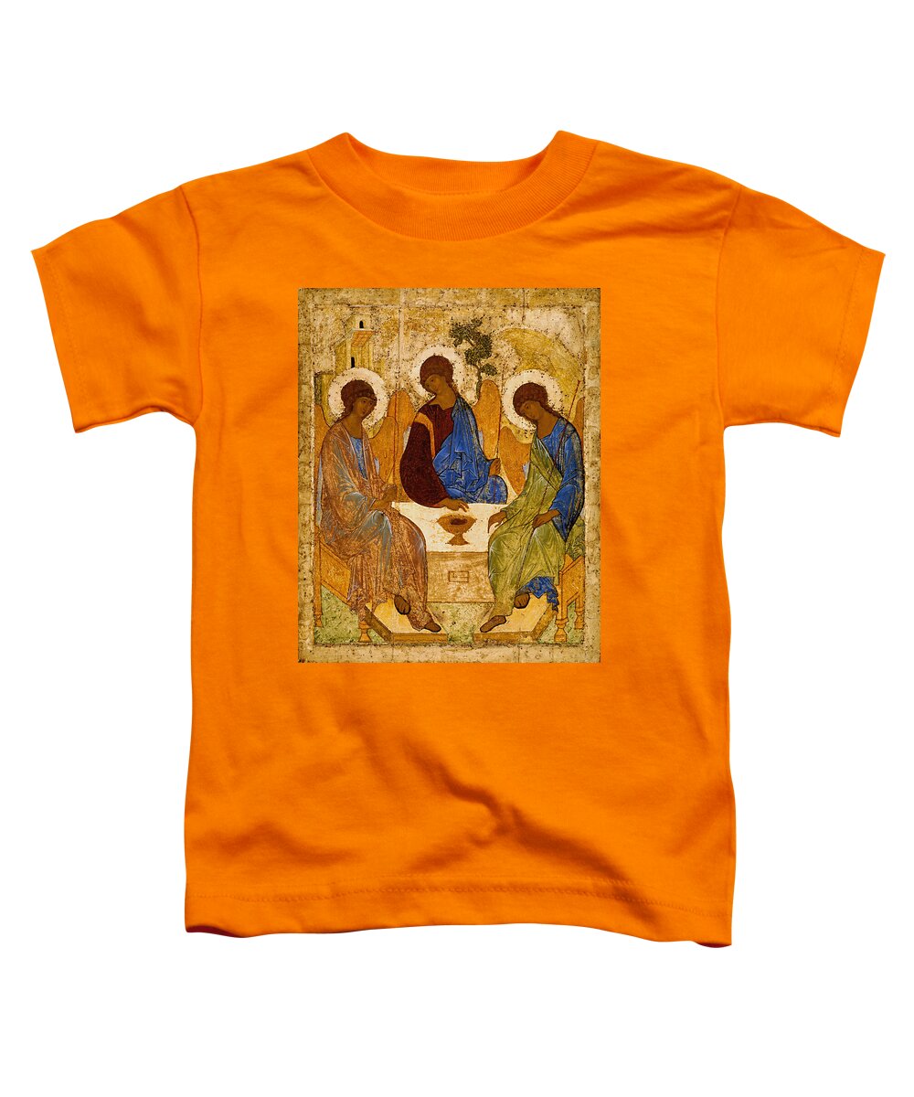 Andrei Rublev Toddler T-Shirt featuring the painting Holy Trinity. Troitsa by Andrei Rublev