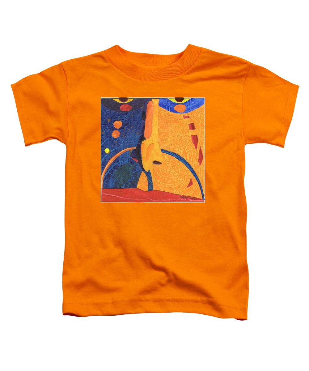Abstract. Mixed Media Toddler T-Shirt featuring the painting Hu Face 10 by Petra Rau