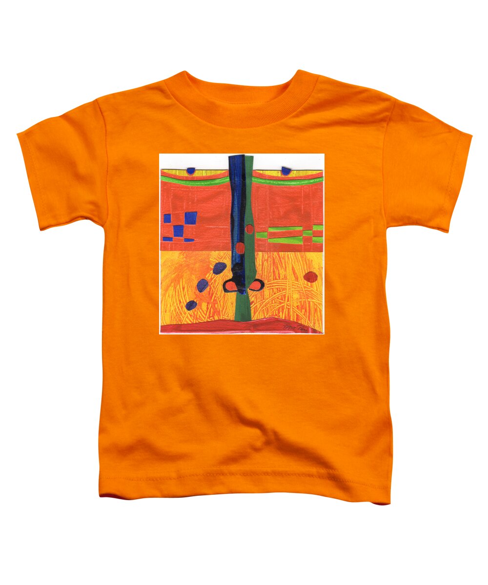 Abstract. Mixed Media Toddler T-Shirt featuring the painting Hu Face 9 by Petra Rau