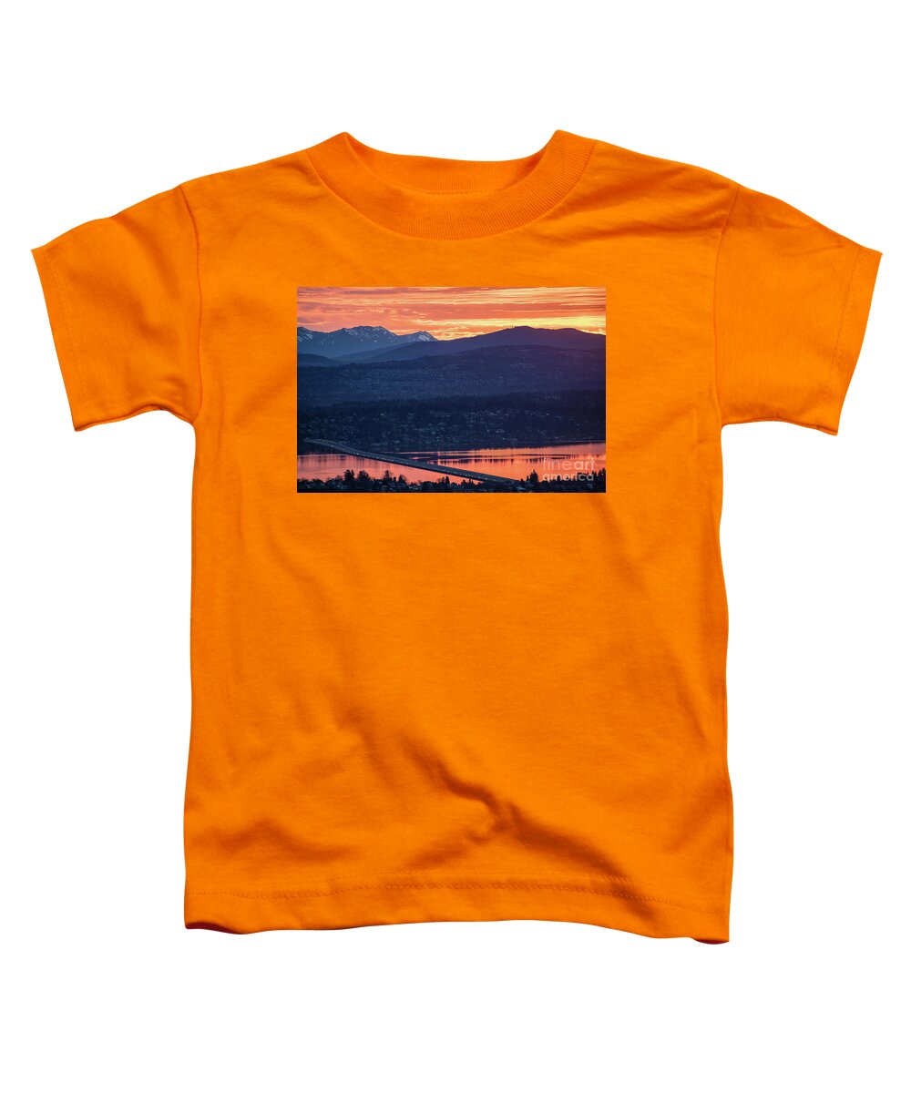 Bellevue Toddler T-Shirt featuring the photograph I90 Eastside Sunrise Fire by Mike Reid