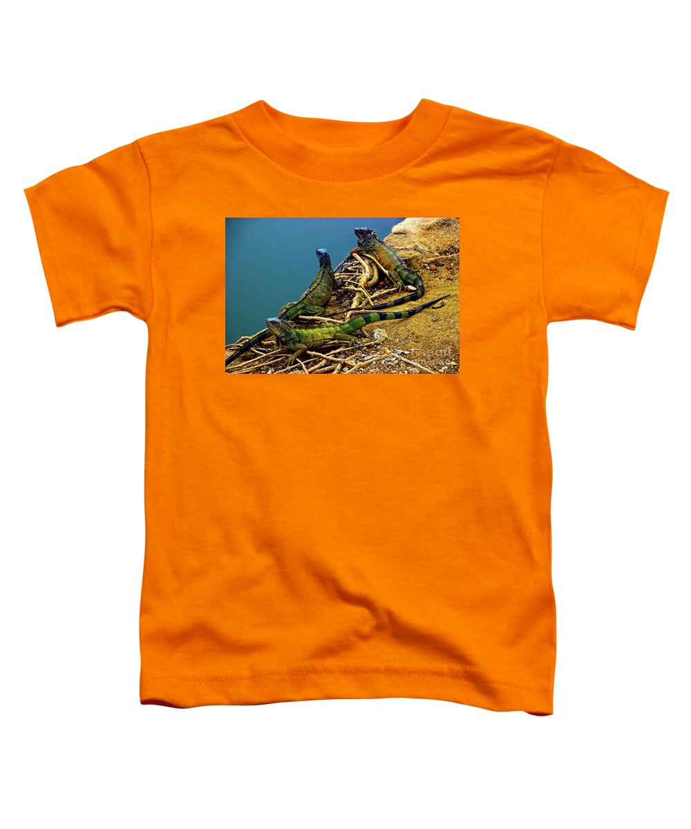 Land Toddler T-Shirt featuring the photograph Iguanas In Montanita, Ecuador by Al Bourassa