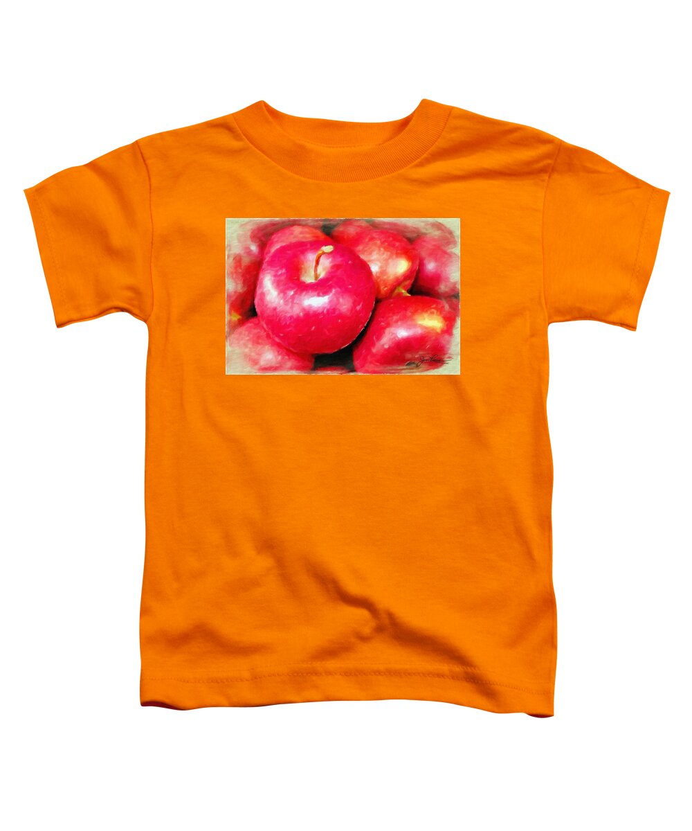 Red Apples Toddler T-Shirt featuring the painting Juicy Red Apples by Joan Reese