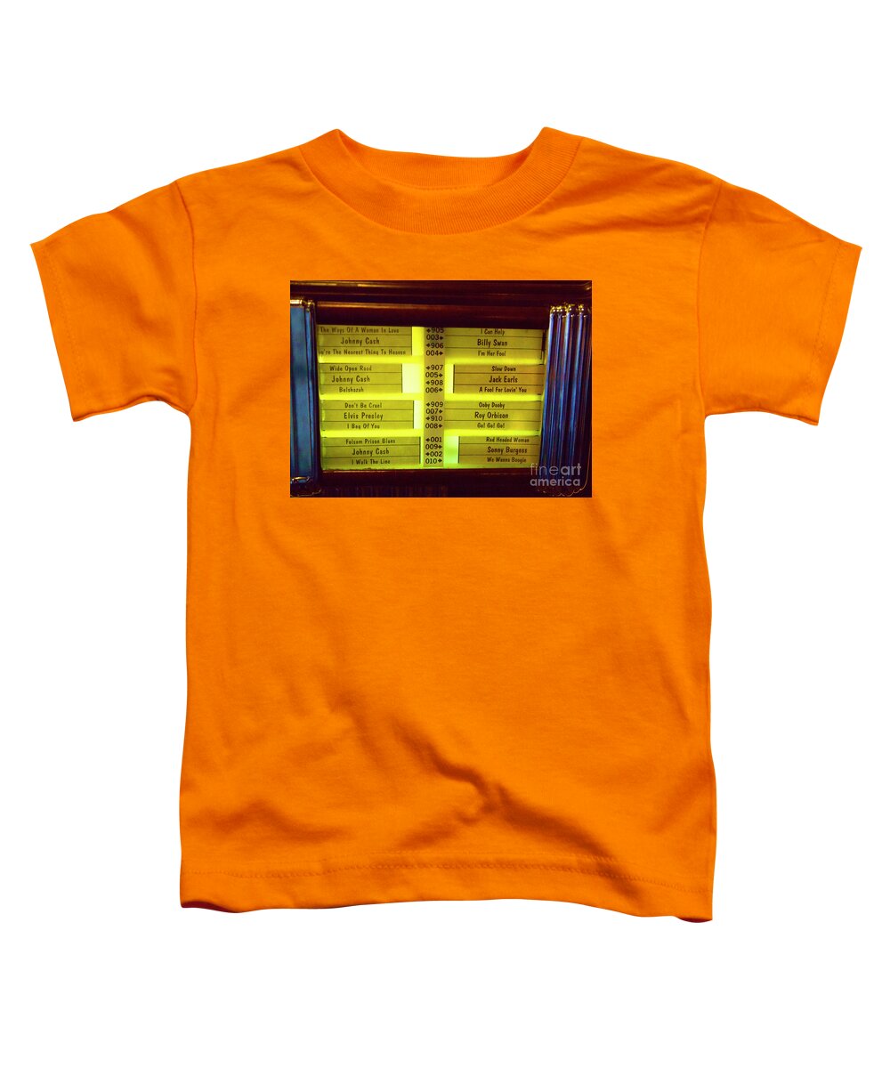 Sun Records Toddler T-Shirt featuring the photograph Jukebox Song Labels by Chuck Kuhn