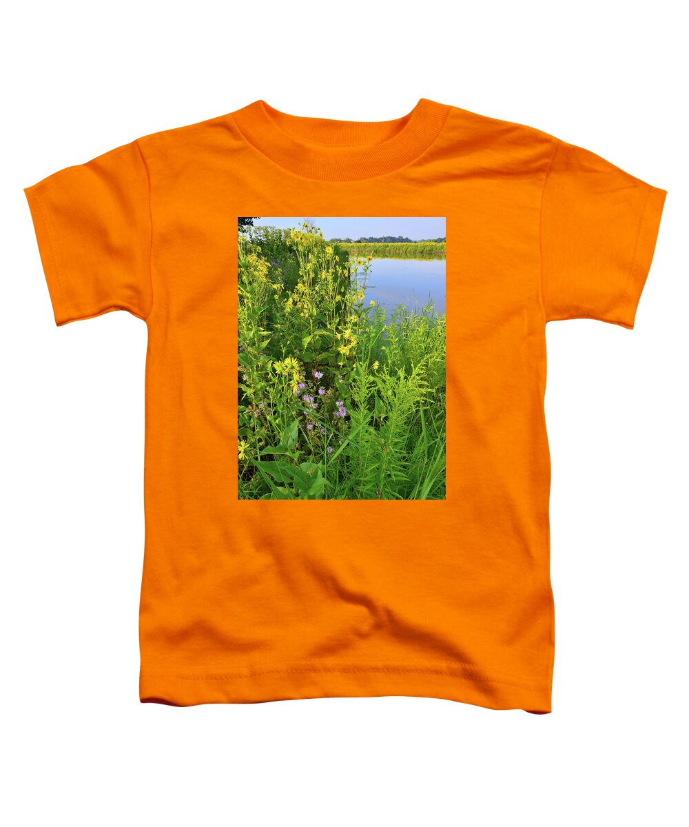 Sunflowers Toddler T-Shirt featuring the photograph Lakeside Wildflowers in Lake County by Ray Mathis