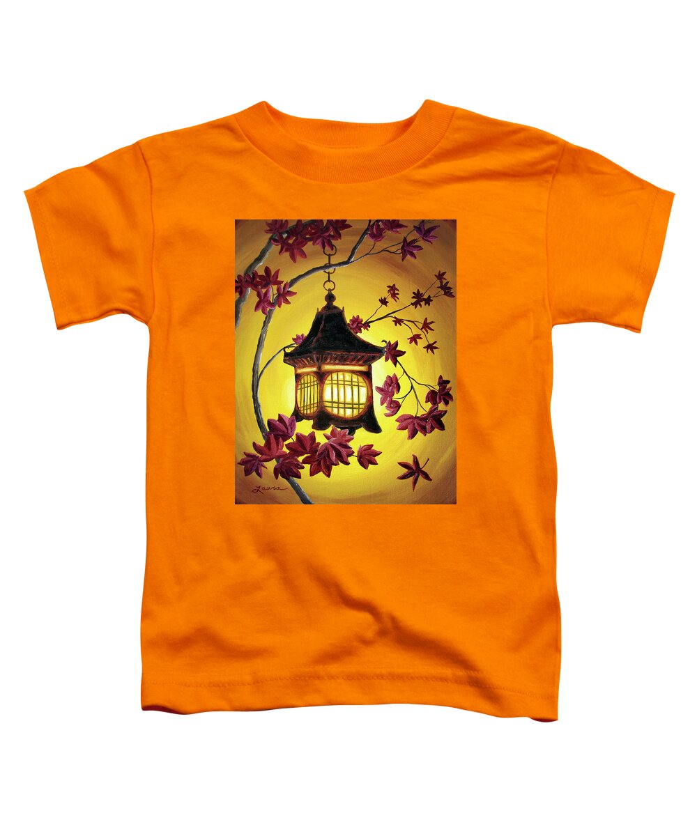 Painting Toddler T-Shirt featuring the painting Lantern in Golden Glow by Laura Iverson