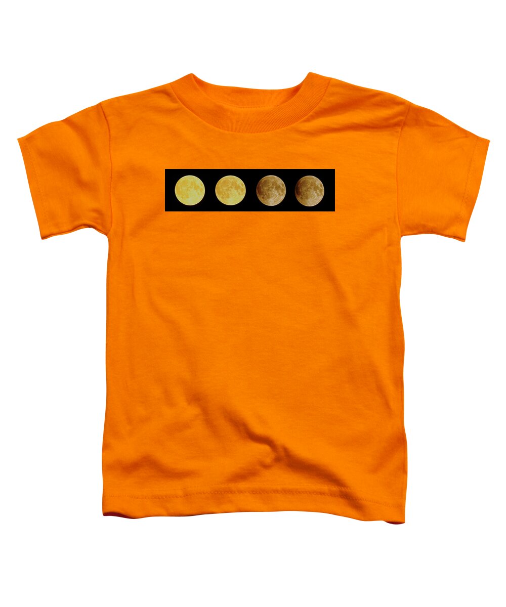 Moon Toddler T-Shirt featuring the photograph Lunar eclipse progression by Peter Ponzio