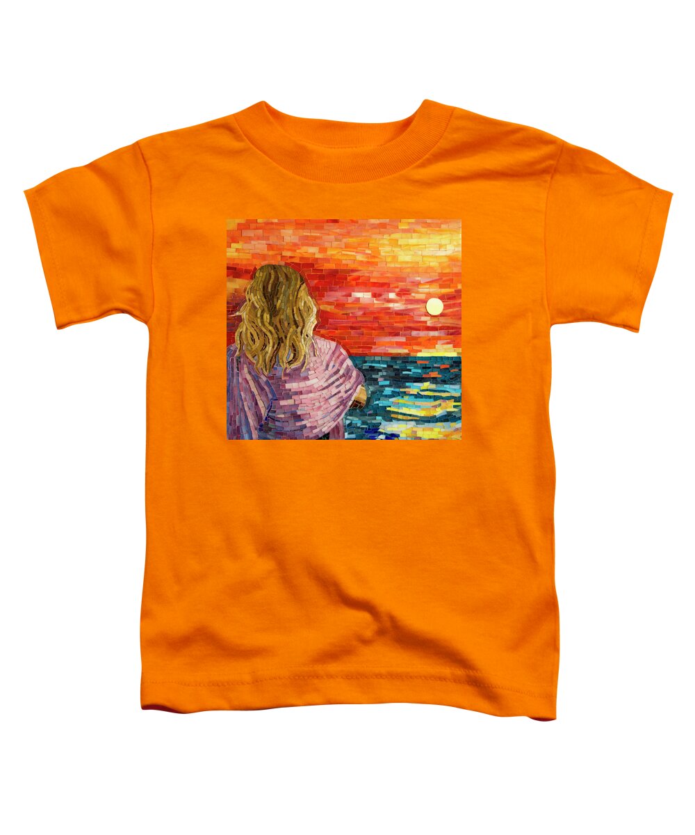 Mediterranean Toddler T-Shirt featuring the mixed media Mediterranean Sunset detail by Adriana Zoon