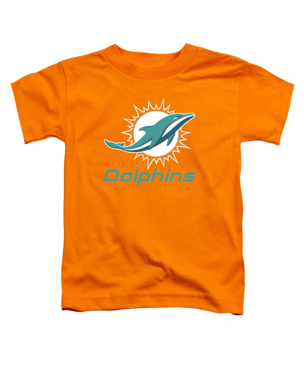 Miami Dolphins Toddler T-Shirt featuring the mixed media Miami Dolphins on an abraded steel texture by Movie Poster Prints