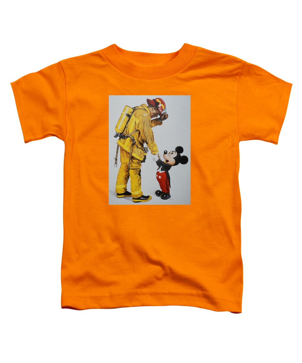 Magic Kingdom Toddler T-Shirt featuring the photograph Mickey And The Bravest by Rob Hans