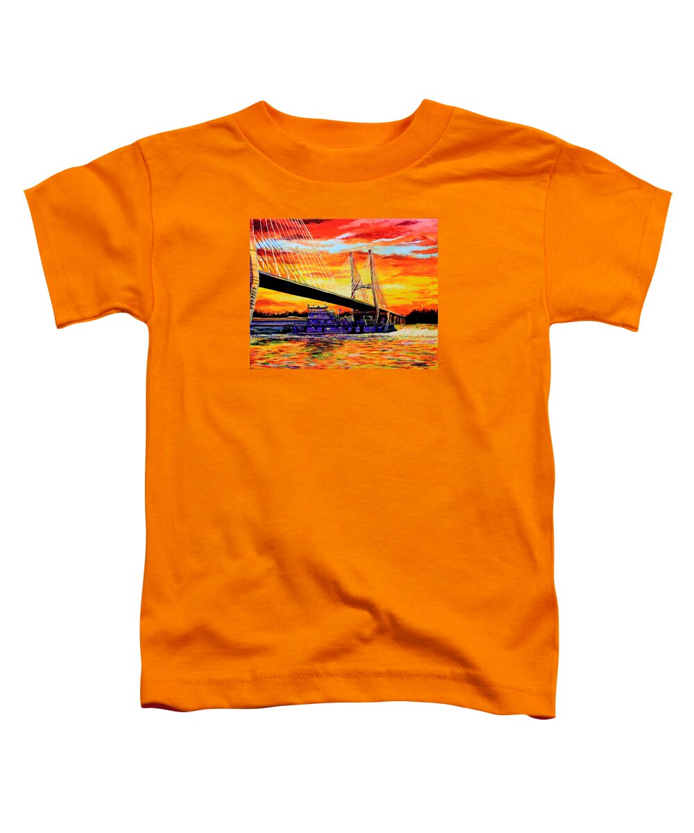 Bridge Toddler T-Shirt featuring the painting Mississippi River Bridge Greenville MS by Karl Wagner
