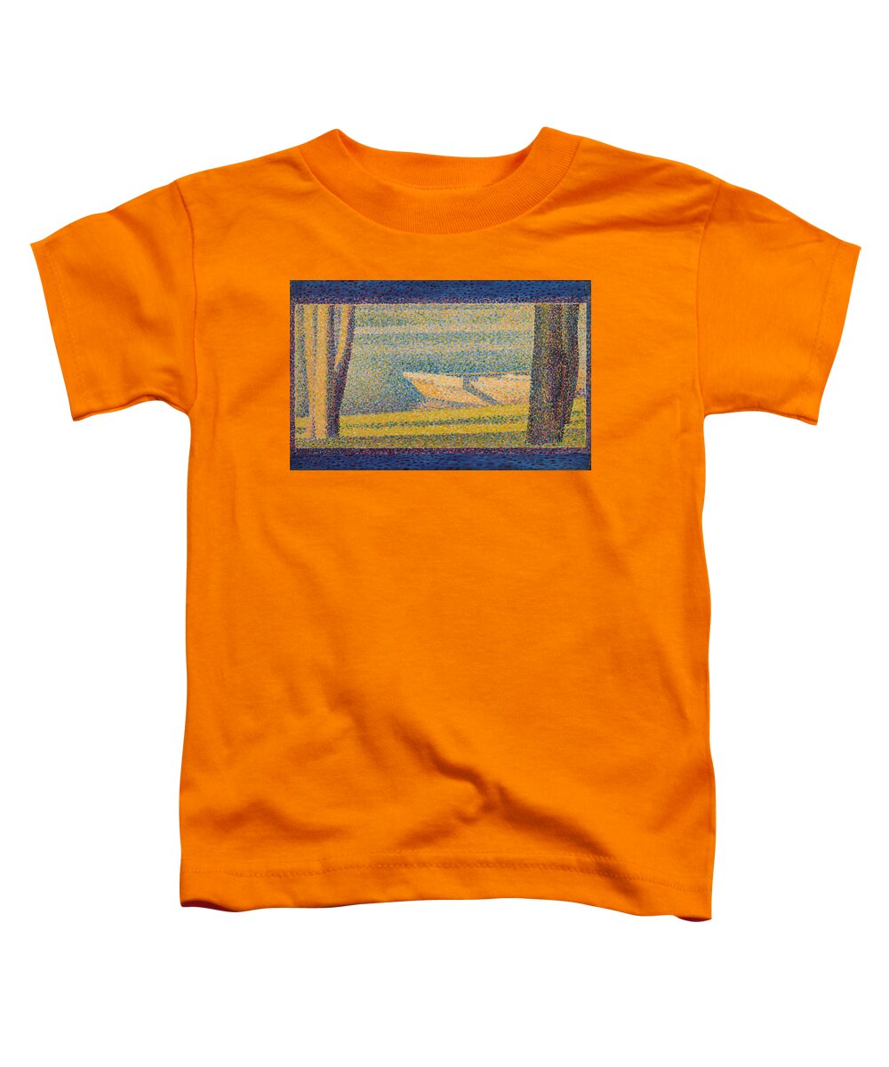 Camille Pissarro Toddler T-Shirt featuring the painting Moored Boats and Trees by Georges-Pierre Seurat