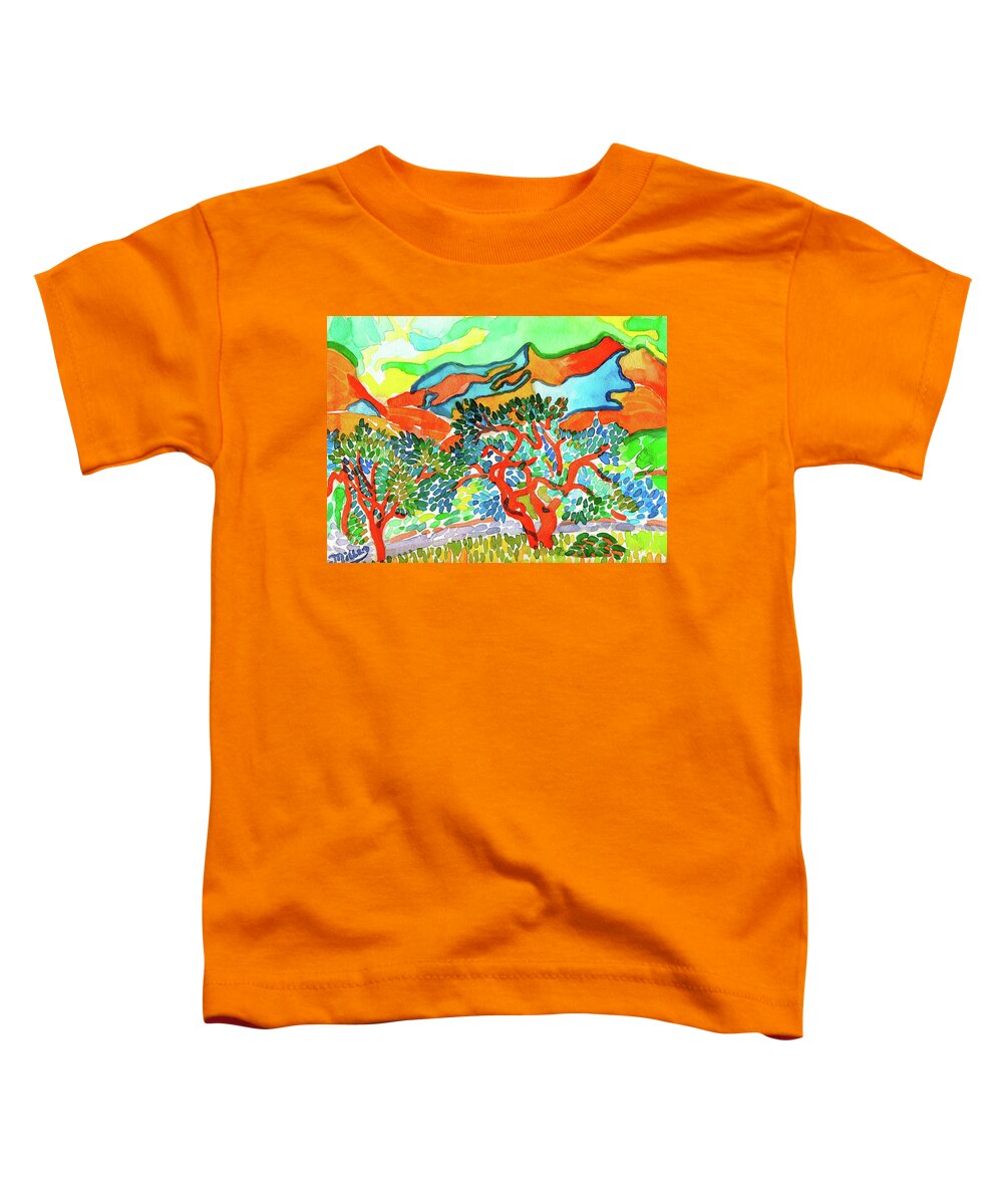 Art Toddler T-Shirt featuring the painting Mountains at Collioure by Dan Miller