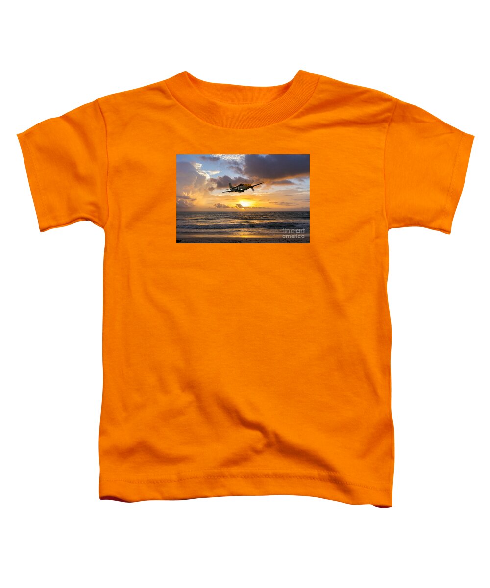 North American Toddler T-Shirt featuring the digital art Mustang Sunset by Airpower Art