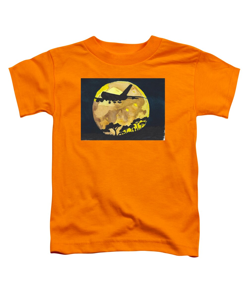 Plane Toddler T-Shirt featuring the painting Night Travels by Ali Baucom