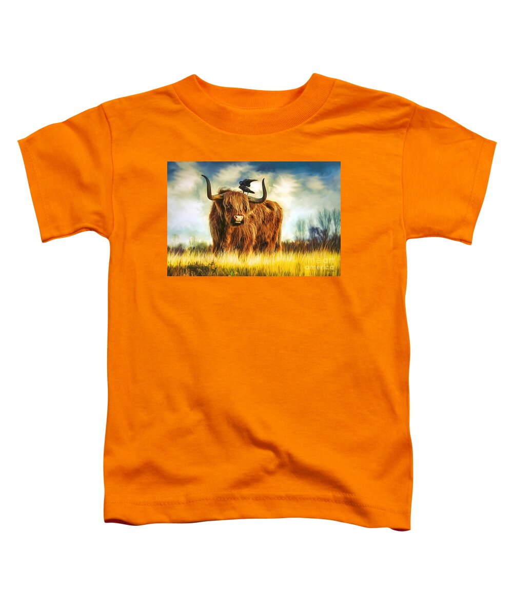 Cow Toddler T-Shirt featuring the painting No Crow About It by Tina LeCour