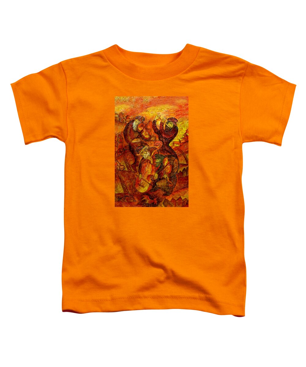 Tags Toddler T-Shirt featuring the painting Old Klezmer Music by Leon Zernitsky