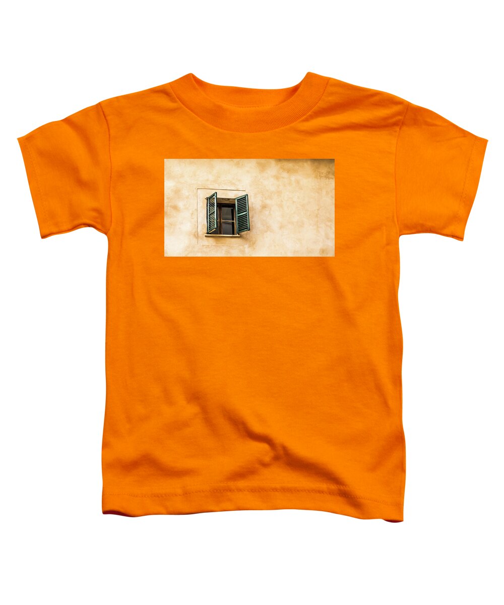 Alone Toddler T-Shirt featuring the photograph One Window with Green Shutters by Darryl Brooks
