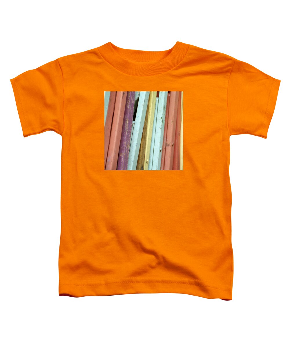 Wood Chair Toddler T-Shirt featuring the photograph Painted Pastel Chairs by John Harmon