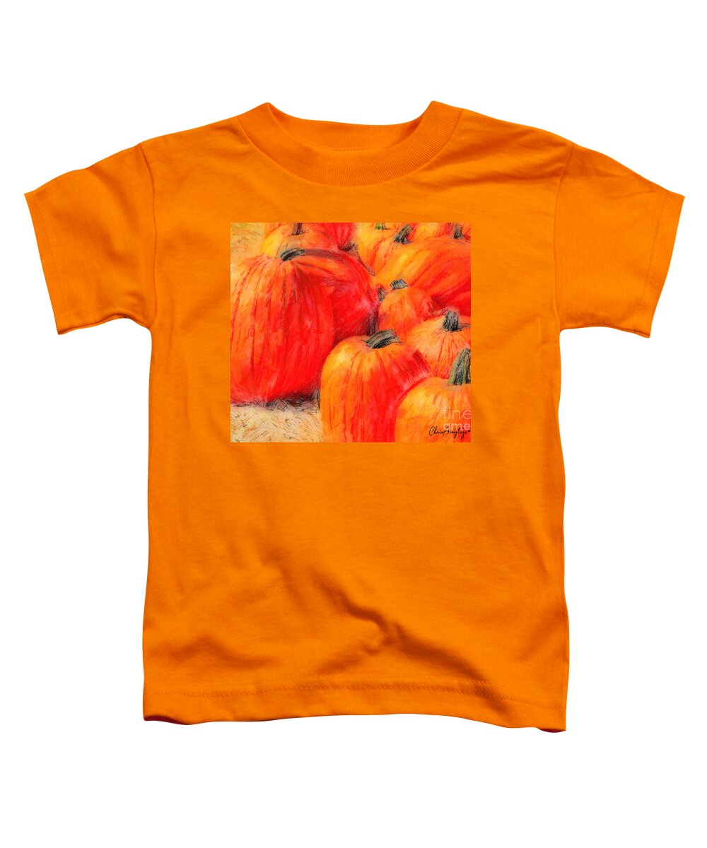 Pumpkins Toddler T-Shirt featuring the painting Painted Pumpkins by Chris Armytage