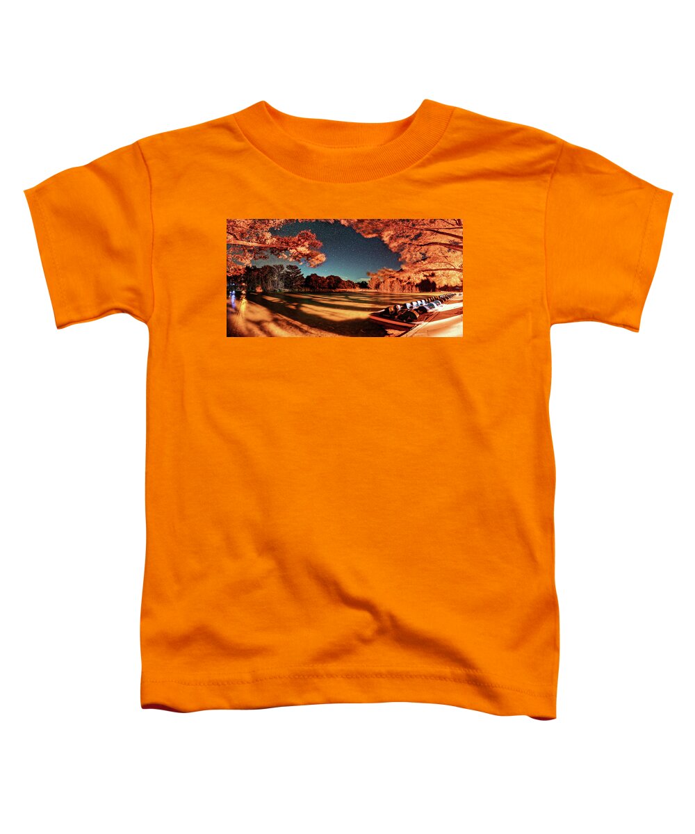 Garner Toddler T-Shirt featuring the photograph Panorama of a Starry Night over the Frio River - Garners State Park - Texas Hill Country by Silvio Ligutti