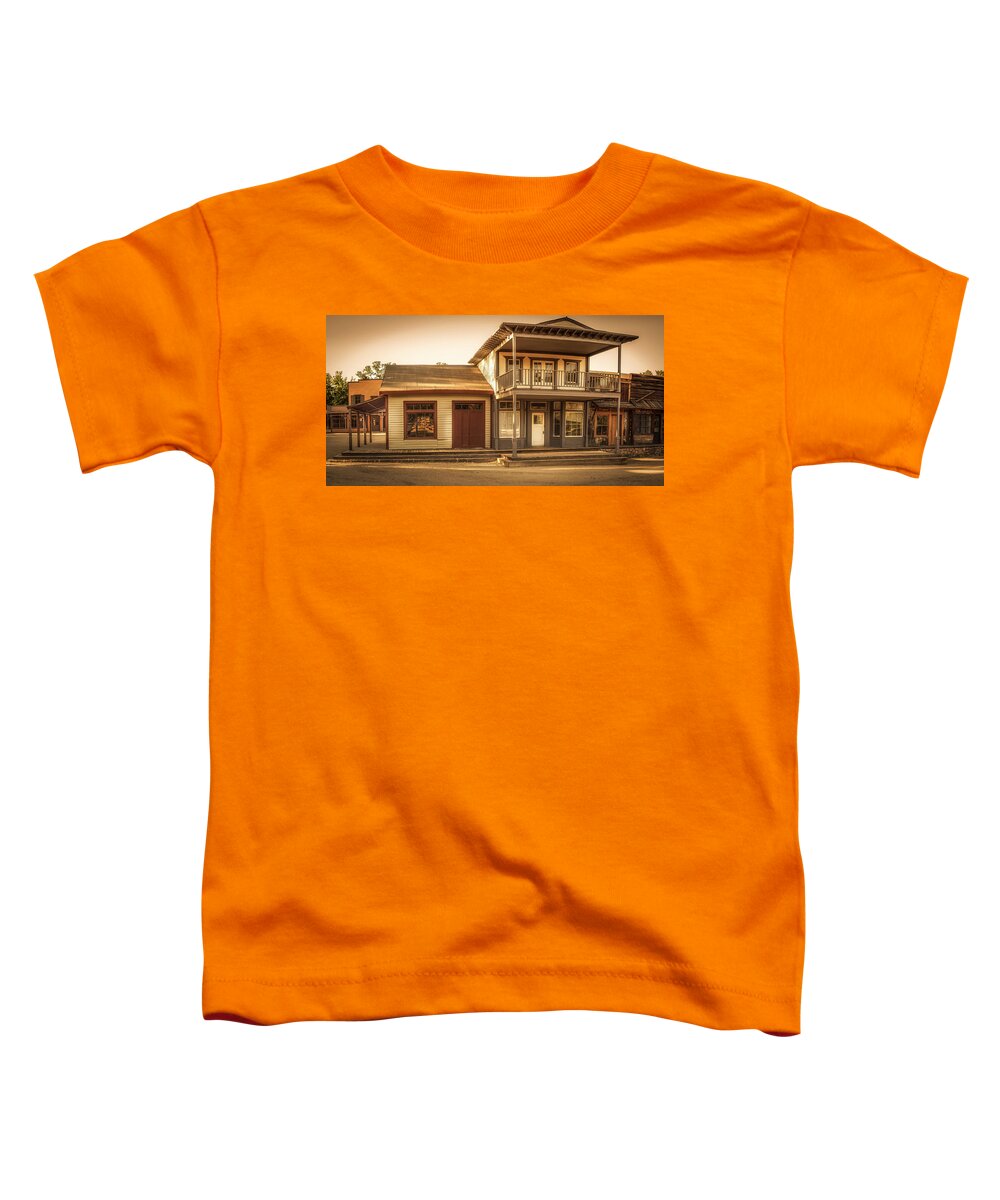 Ghost Town Toddler T-Shirt featuring the photograph Paramount Ranch Agoura Hotel - Panorama by Gene Parks