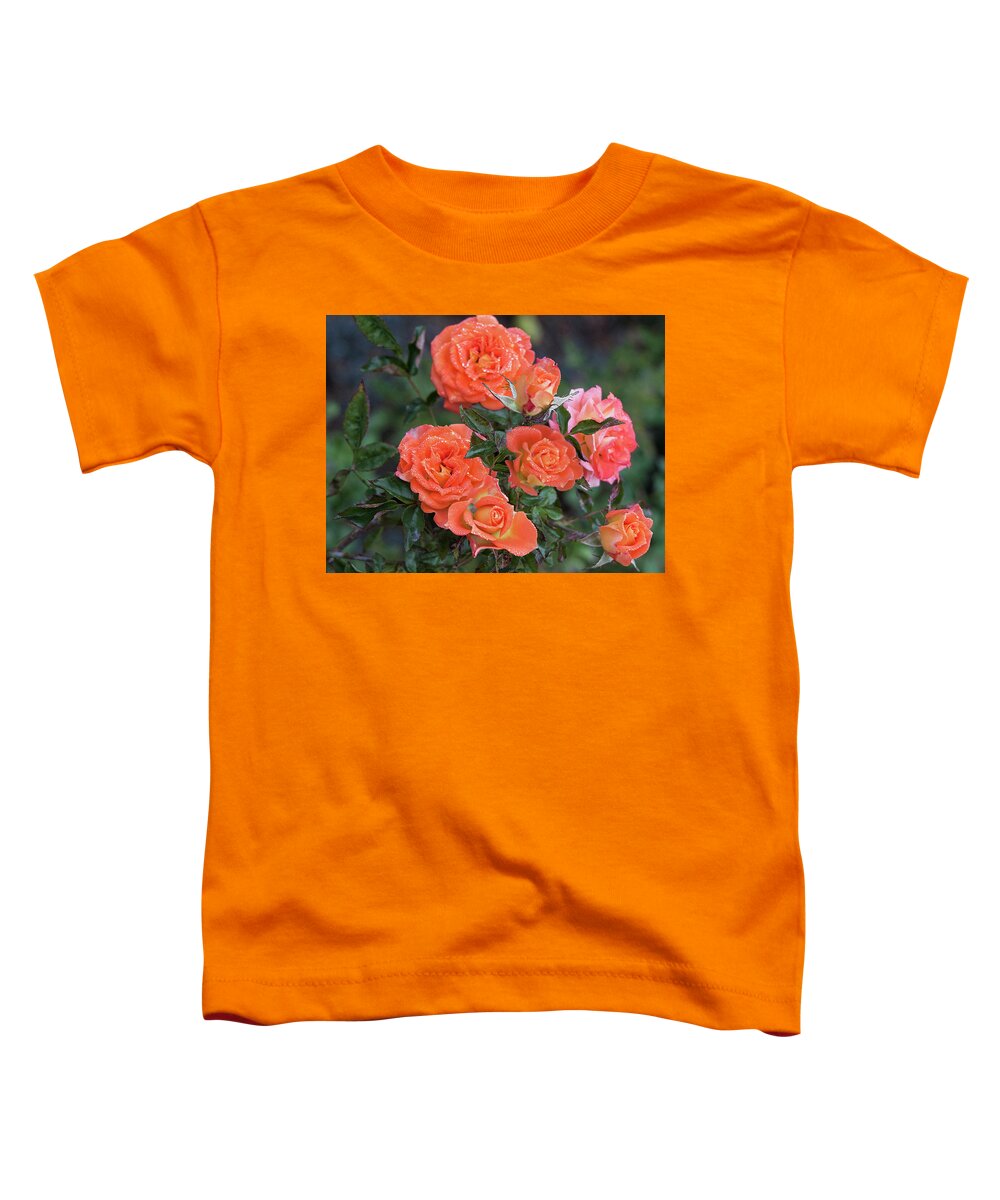 Roses Toddler T-Shirt featuring the photograph Peachy cluster by Vanessa Thomas