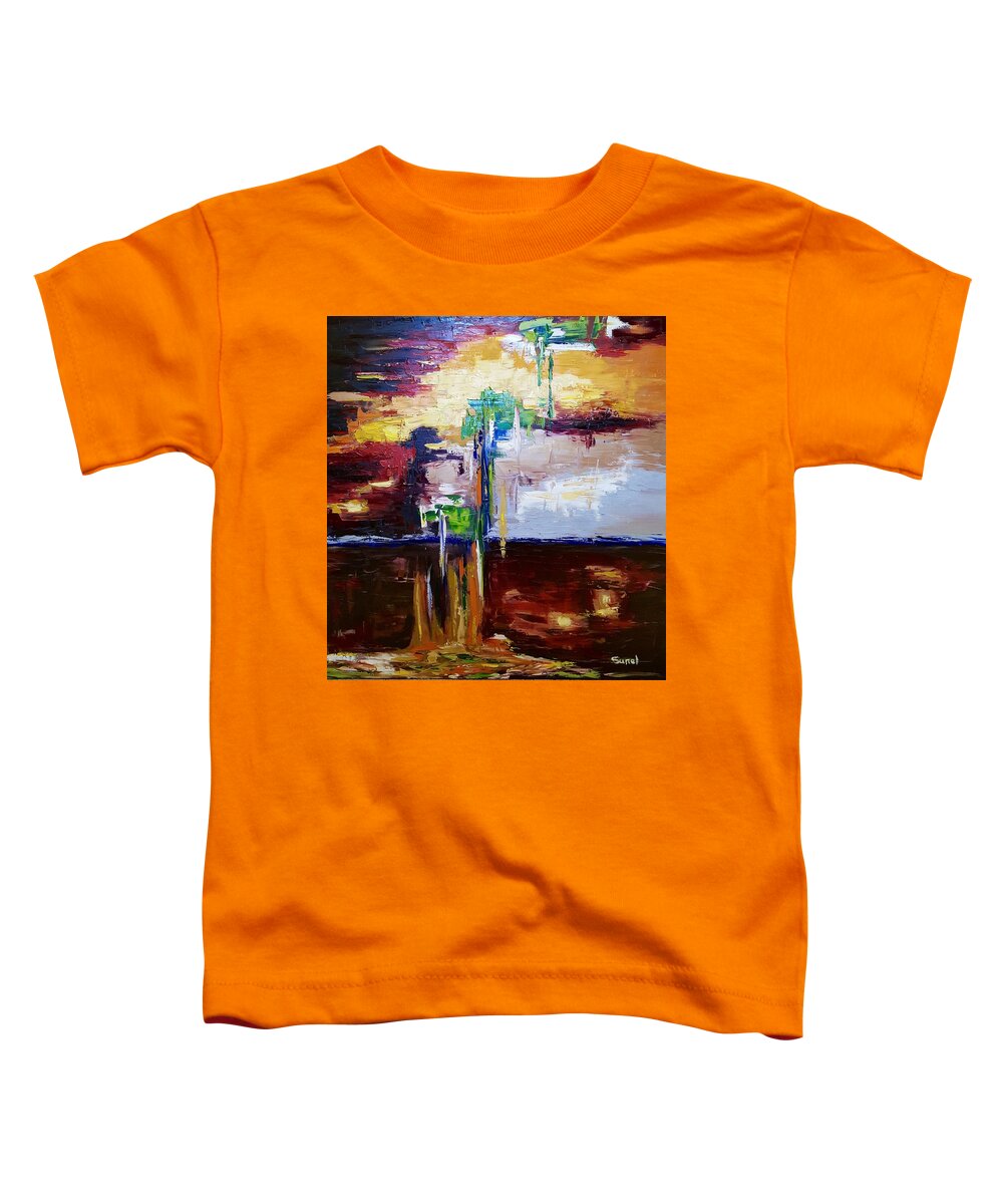 Abstract Toddler T-Shirt featuring the painting Raining Colours by Sunel De Lange