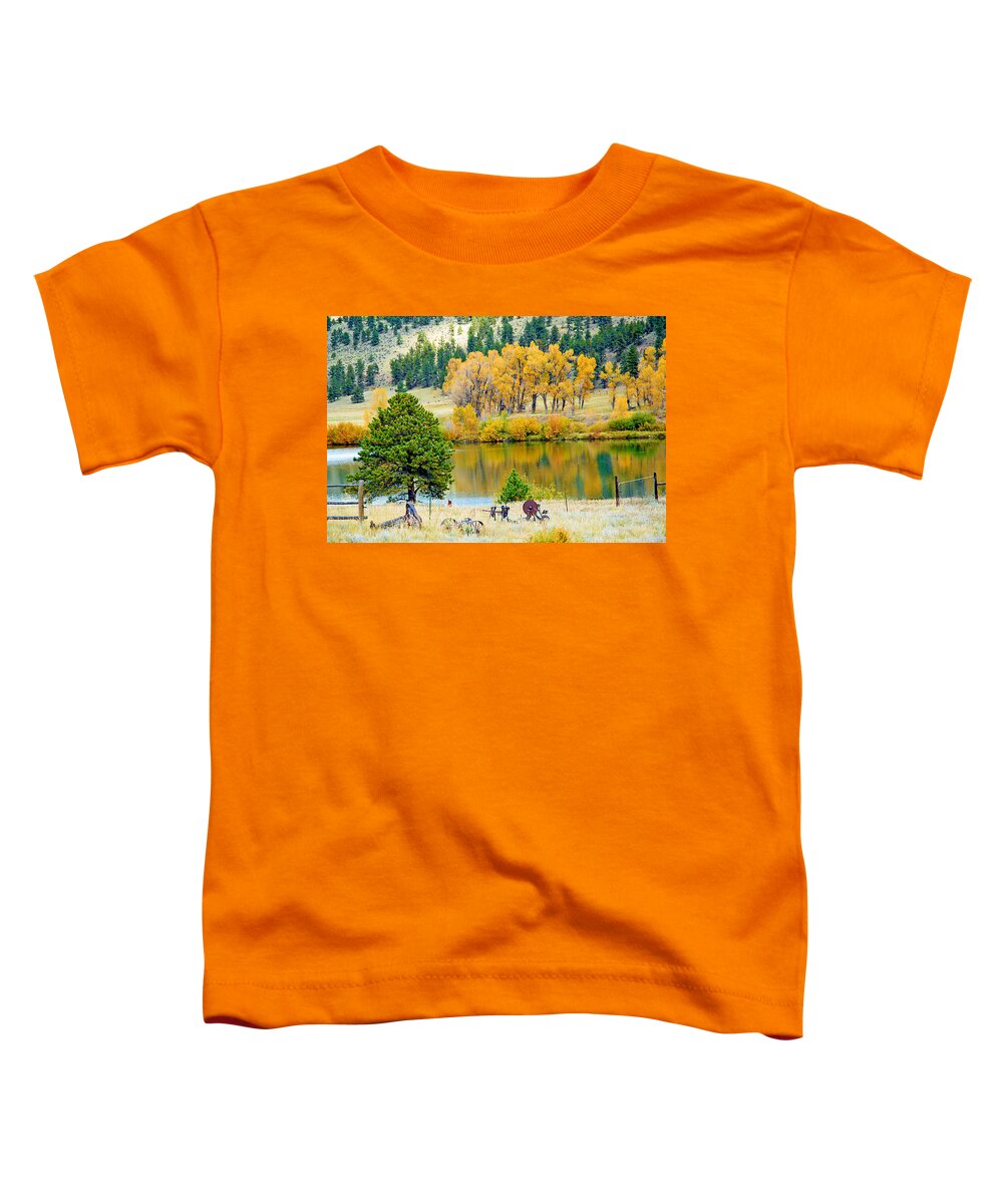 Pond Toddler T-Shirt featuring the photograph Ranch Pond in Autumn by Robert Meyers-Lussier