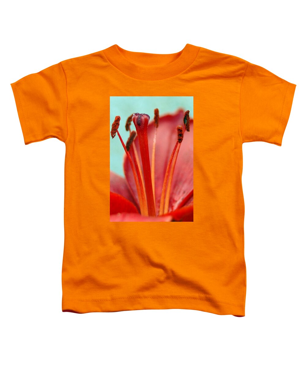 Flower Toddler T-Shirt featuring the photograph Red Lily Reach by Amy Fose