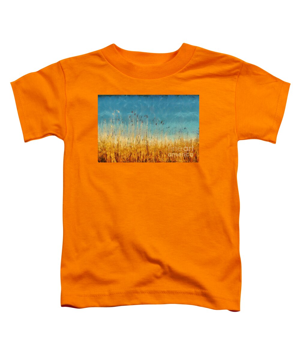 Landscape Toddler T-Shirt featuring the painting Reeds Lake Landscape Painting by Dimitar Hristov