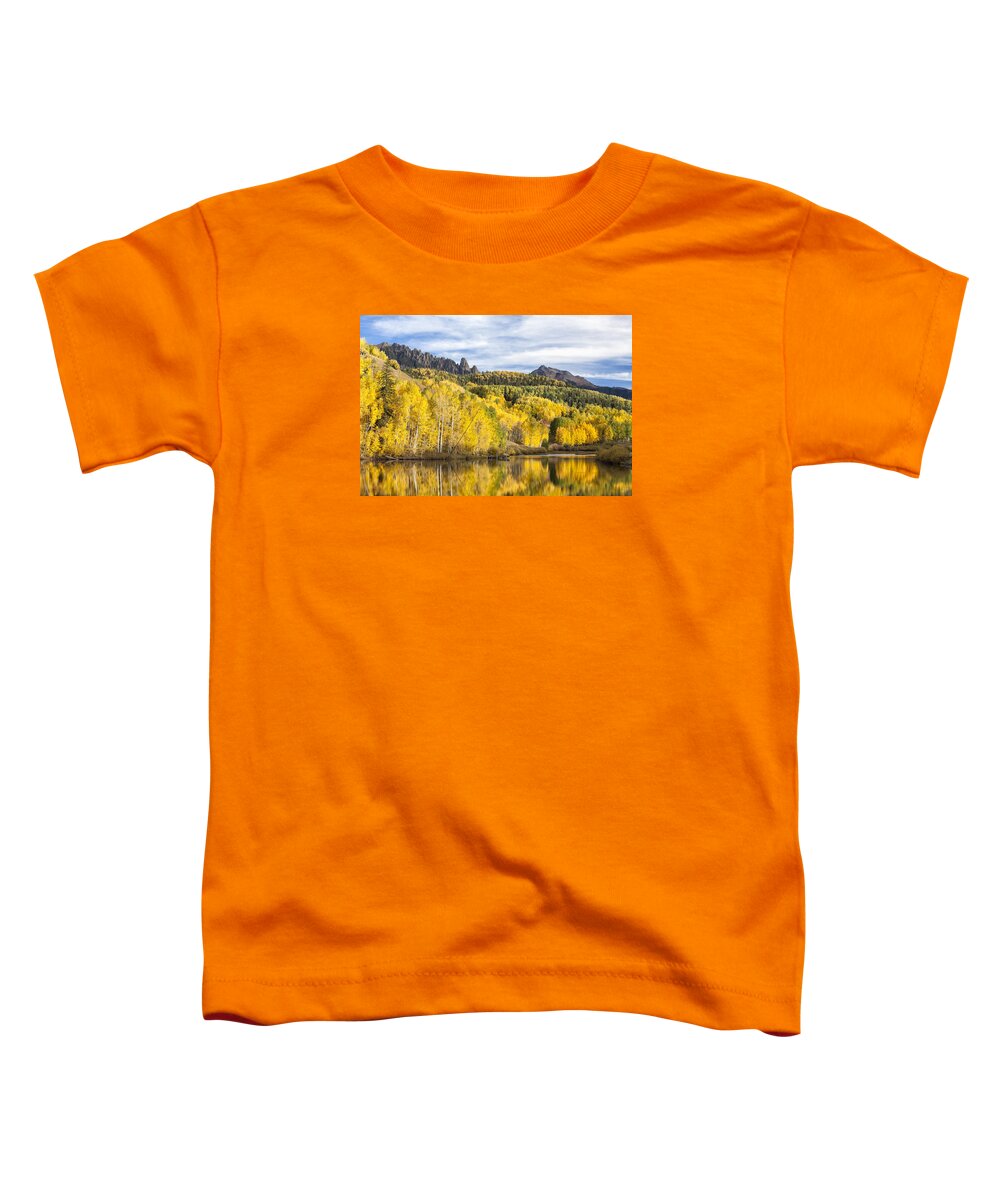 Autumn Toddler T-Shirt featuring the photograph Reflection with Ophir Needles II by Denise Bush