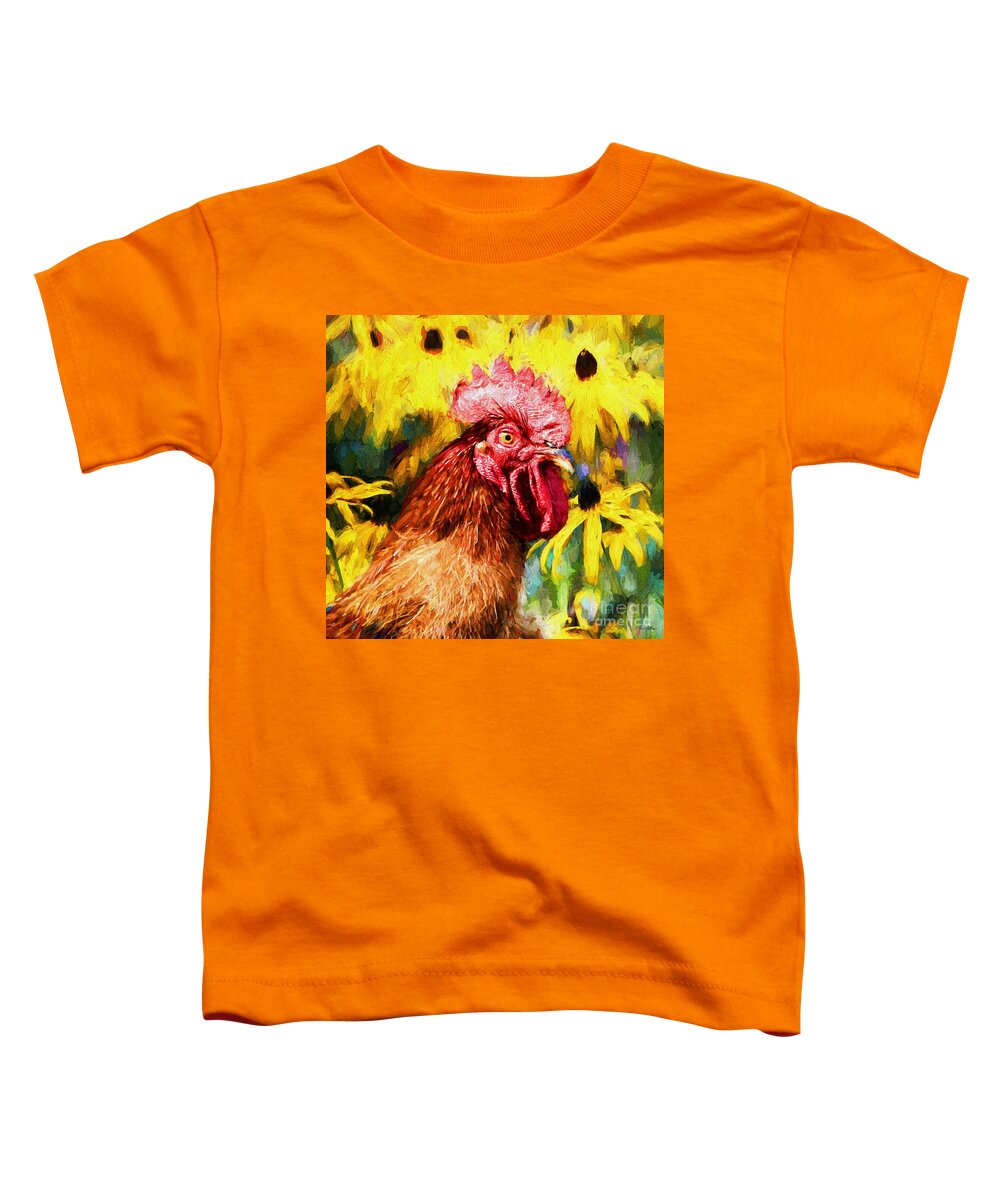 Rooster Toddler T-Shirt featuring the painting Rhode Island Red Rooster by Tina LeCour